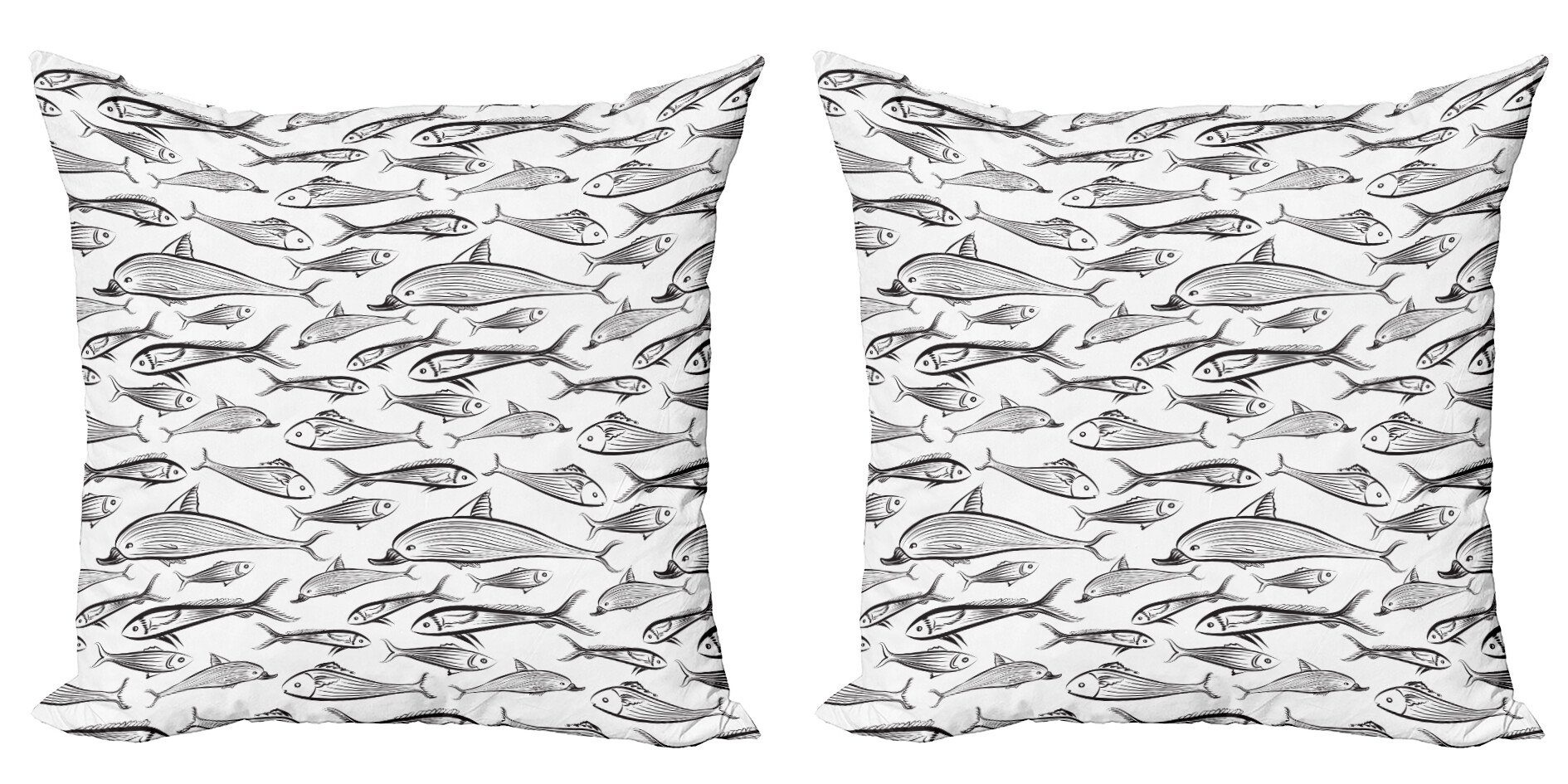Abakuhaus Unterwasser-Leben Accent Modern Digitaldruck, (2 Fisch Doppelseitiger Kissenbezüge der Stück), Skizze