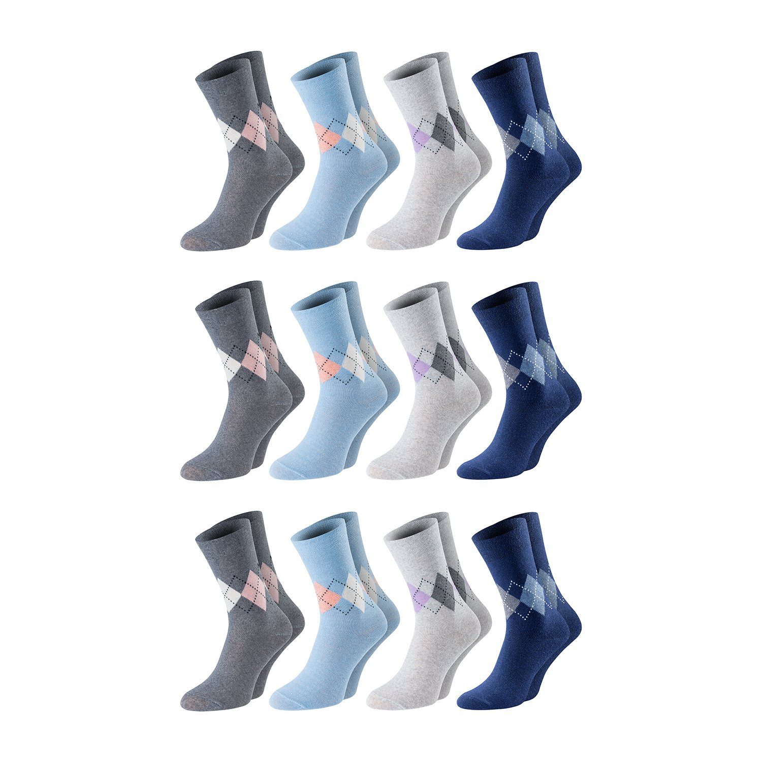 Chili Lifestyle Strümpfe Lady Diamond Socken, 12 Paar, für Damen, Business, Freizeit, Baumwolle