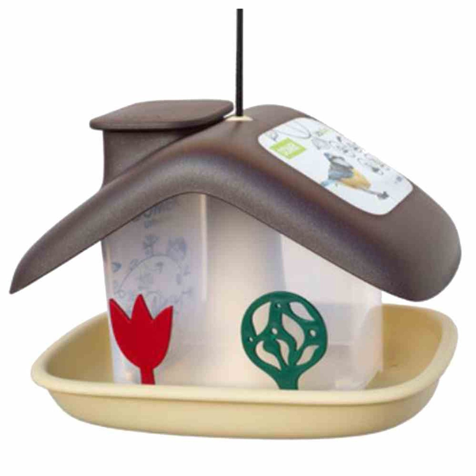 PLASTIA Vogelhaus Vogelfutterhaus "Domek" braun/beige 21x16x15 cm, Kunststoff