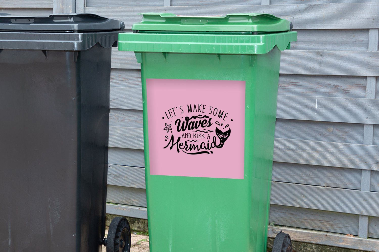 Sticker, Wandsticker Container, Abfalbehälter MuchoWow - Mülleimer-aufkleber, - Meerjungfrau Mülltonne, (1 St), Zitate Rosa