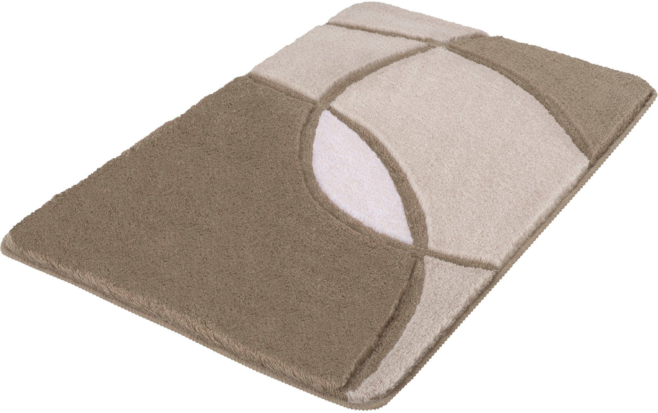 Kleine Wolke Badematte Kent, Badvorleger, Badezimmer Teppich, Höhe 20 mm, rutschhemmend beschichtet, fußbodenheizungsgeeignet, Polyacryl, rechteckig, Badteppich, modernes Design, Hoch-Tief Effekt