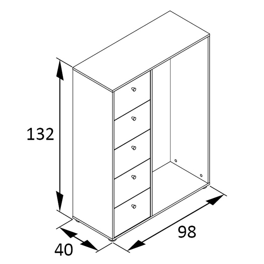 Lomadox Garderoben-Set LORCA-80, (Spar-Set, 2-St., Regal Spiegel Garderobenschrank), beige creme Kleiderfach Kleiderstange Spiegel rund