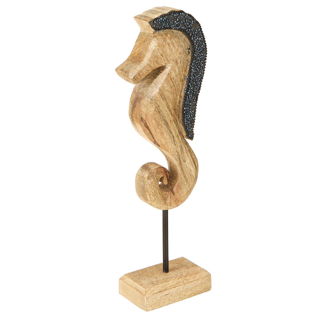 Dekofigur Seepferdchen Deko Mangoholz Perlen Tischdeko 28cm Maritim