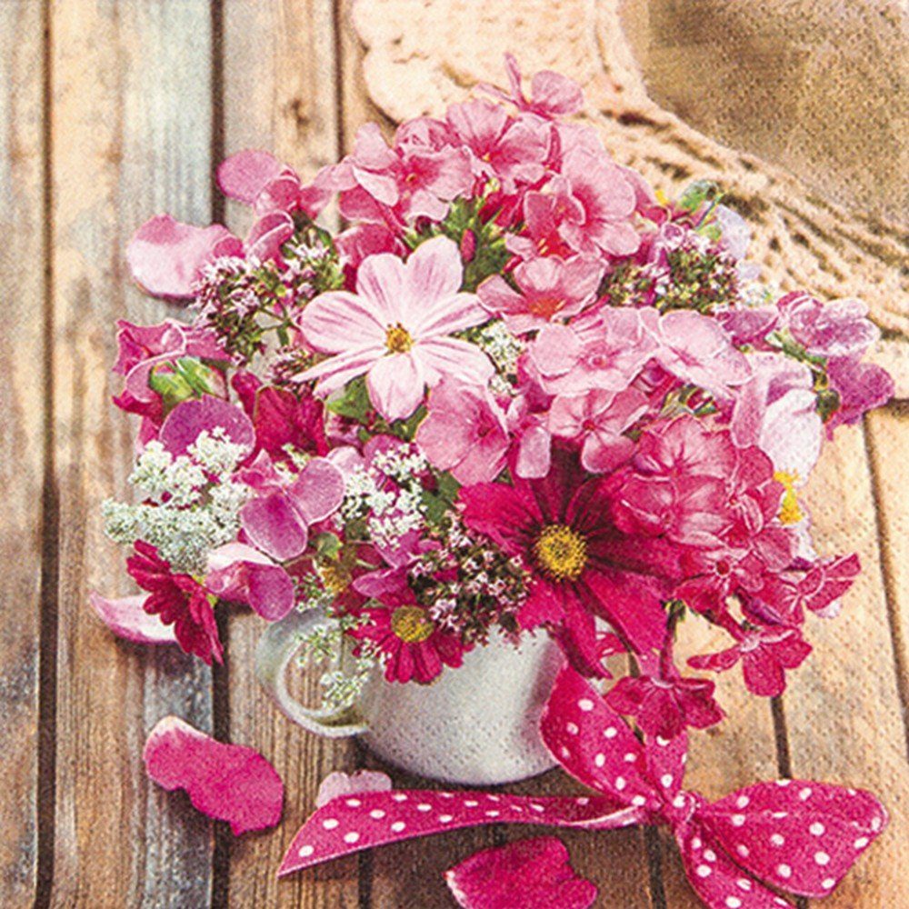 HOME FASHION Papierserviette 20 Servietten Summer Bunch - Sommerstrauß 33x33cm, (20 St)