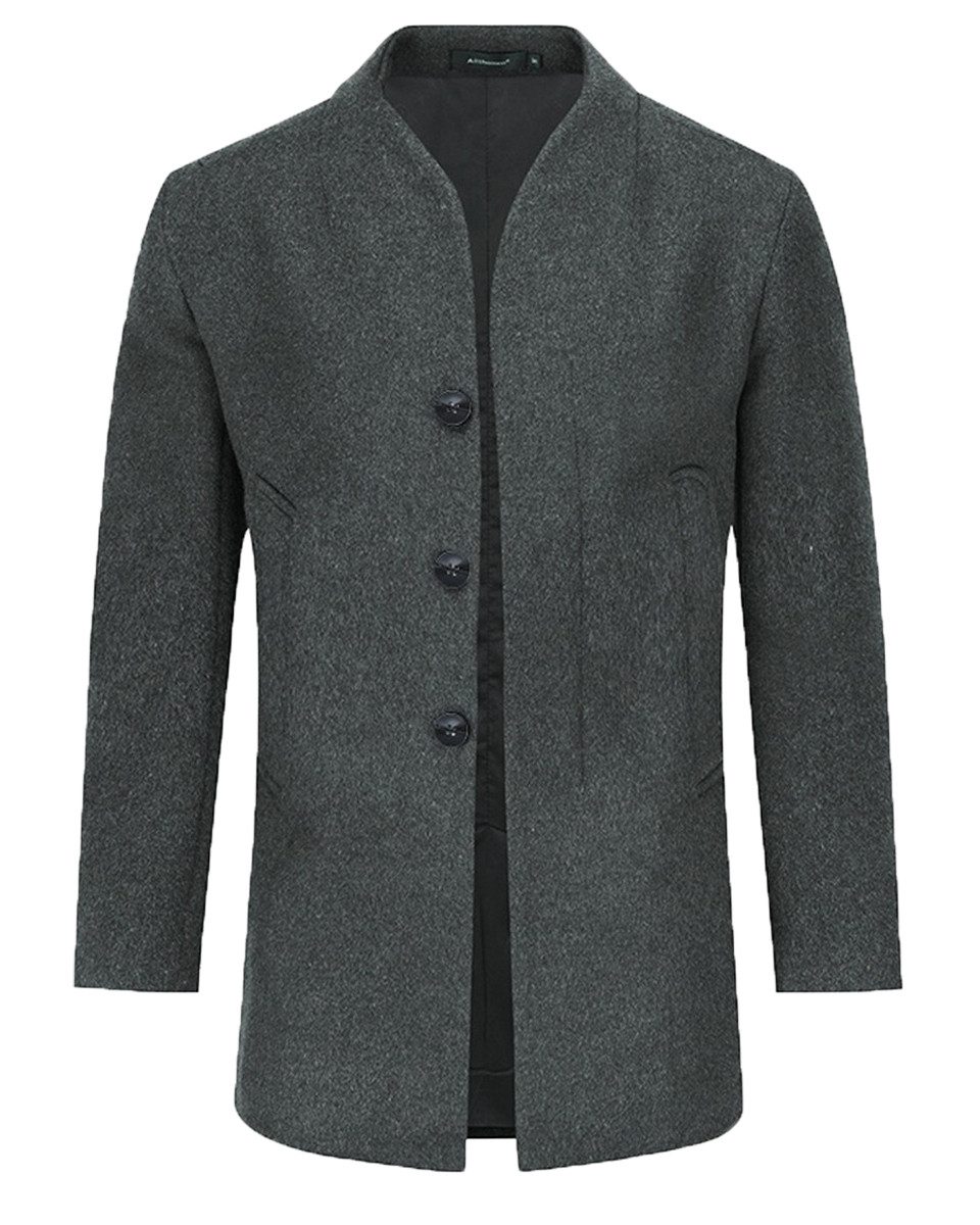 Allthemen Kurzmantel Herren Wollmantel im Slim Fit Wintermantel kurz