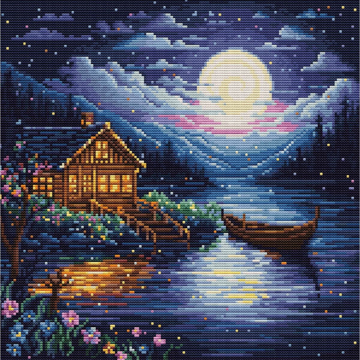 Kreativset Luca-S Gobelin Stickpackung "Frühlingsnacht", Zählmuster, 15x15cm