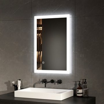 EMKE Badspiegel EMKE LED Badspiegel Badezimmerspiegel mit Beleuchtung, Touch-schalter und Beschlagfrei