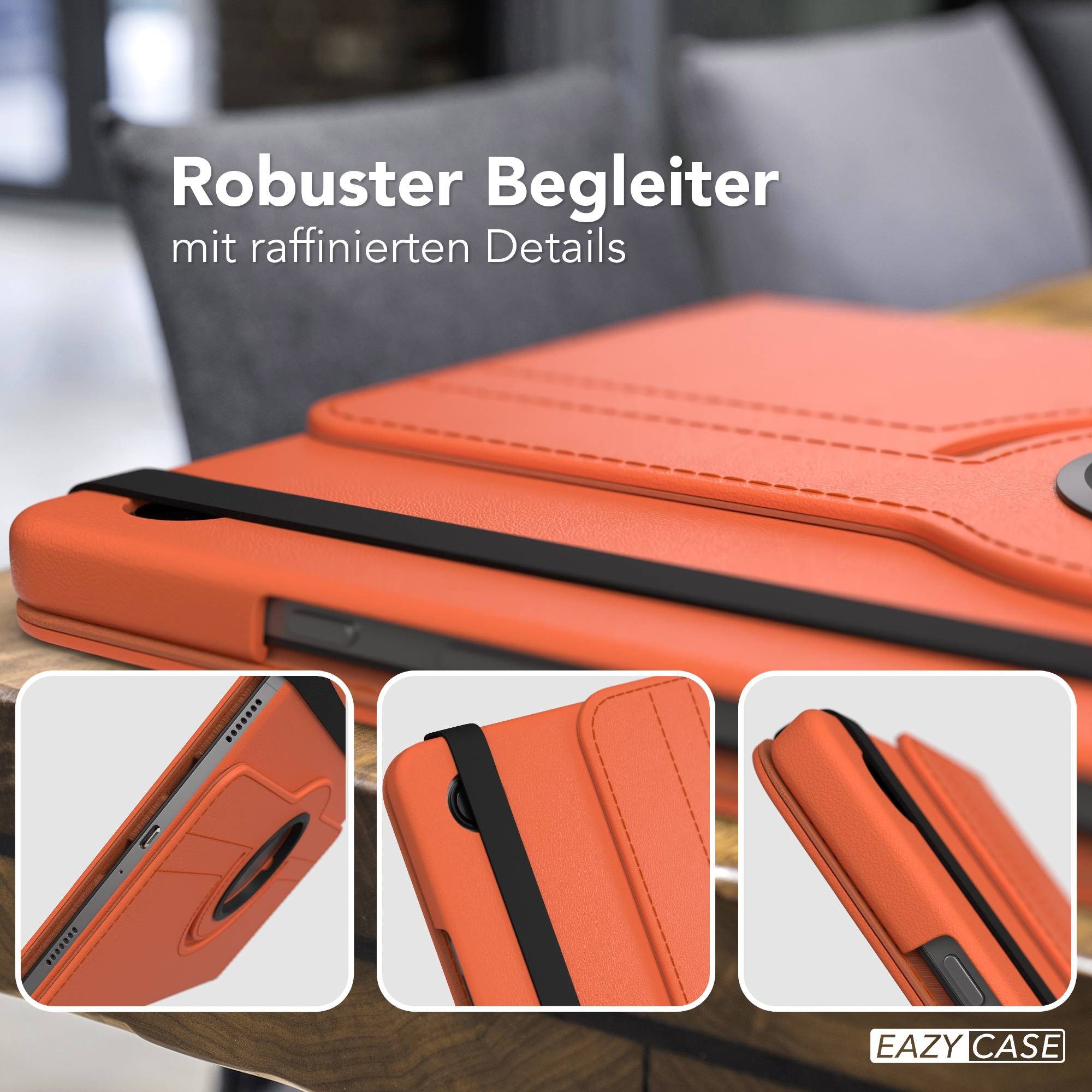 EAZY CASE Tablet-Hülle Rotationcase für Samsung Galaxy Tab A11 Plus 11 Zoll, Tabletschutz robust magnetisch verstellbar Klappetui mit Deckel Orange – Bild 4 von 5