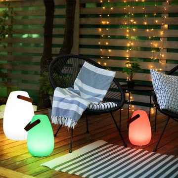 etc-shop LED Außen-Tischleuchte, LED-Leuchtmittel fest verbaut, Warmweiß, Farbwechsel, Tischleuchte Außen Akku Garten Tischlampe Outdoor USB aufladbar