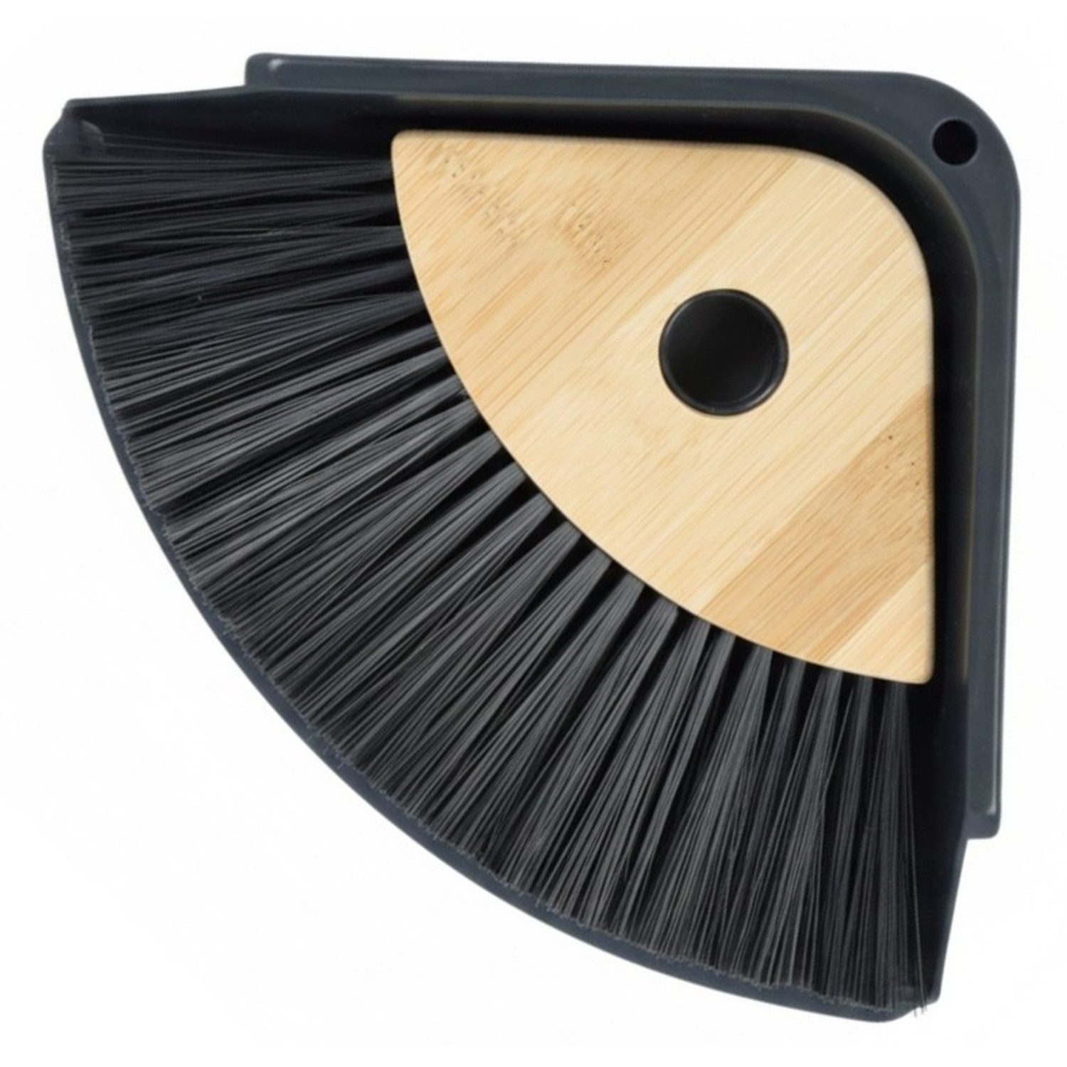 Macosa Home Krümelkehrer Tischkehrset Tischbesen Kehrschaufel Bambus Holz, (Tischbesen Mini Besen Schaufel Set, 1-tlg., Kehrset Tisch Tischschaufel Krümelset), Handfeger mit Schaufel Schwarz Braun