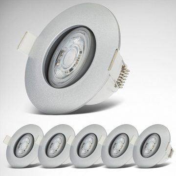 B.K.Licht LED Einbauleuchte BK_EL1582 LED Bad Einbauleuchten IP65 6er-Set Schwenkbar, LED fest integriert, Warmweiß, Kunststoff Chrom inkl. 6 x LED-Platine 4,9W 480Lm 3.000K