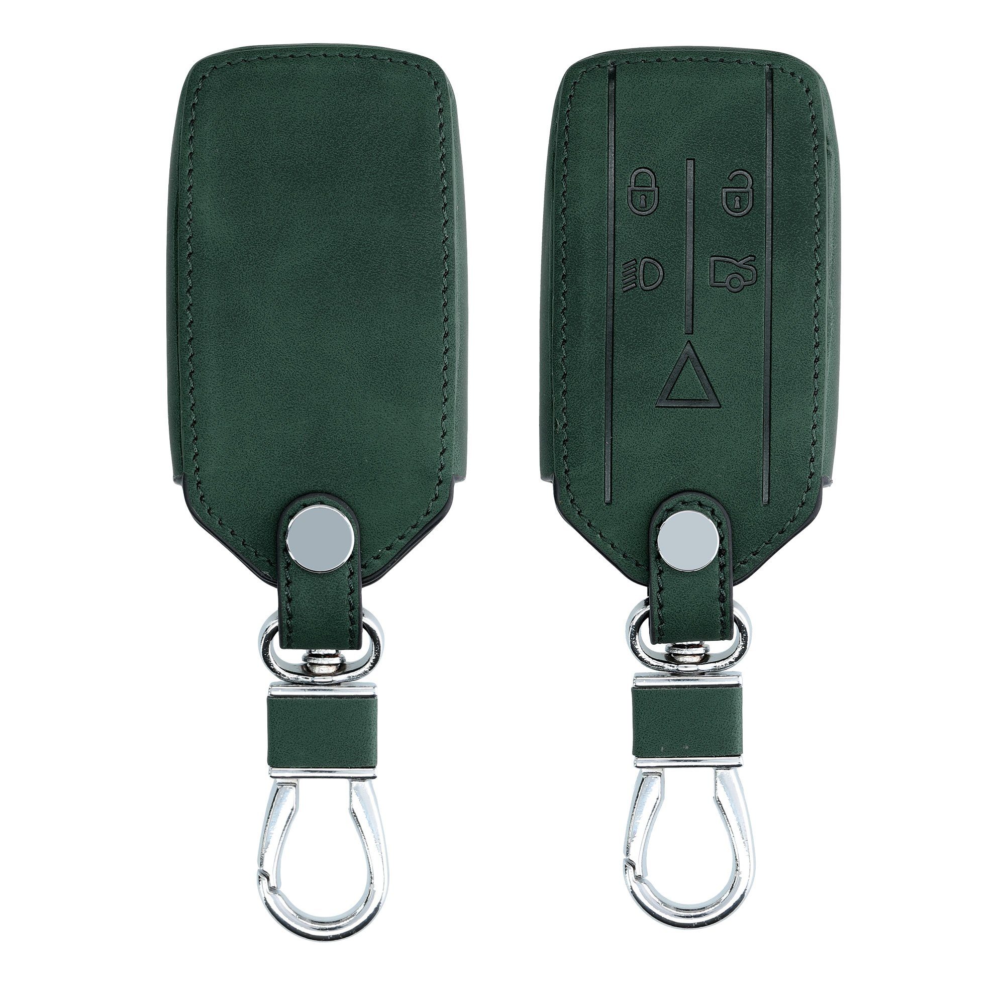 kwmobile Schlüsseltasche Autoschlüssel Hülle für Jaguar, Nubuklederoptik - Kunstleder Schutzhülle Schlüsselhülle Cover Dunkelgrün