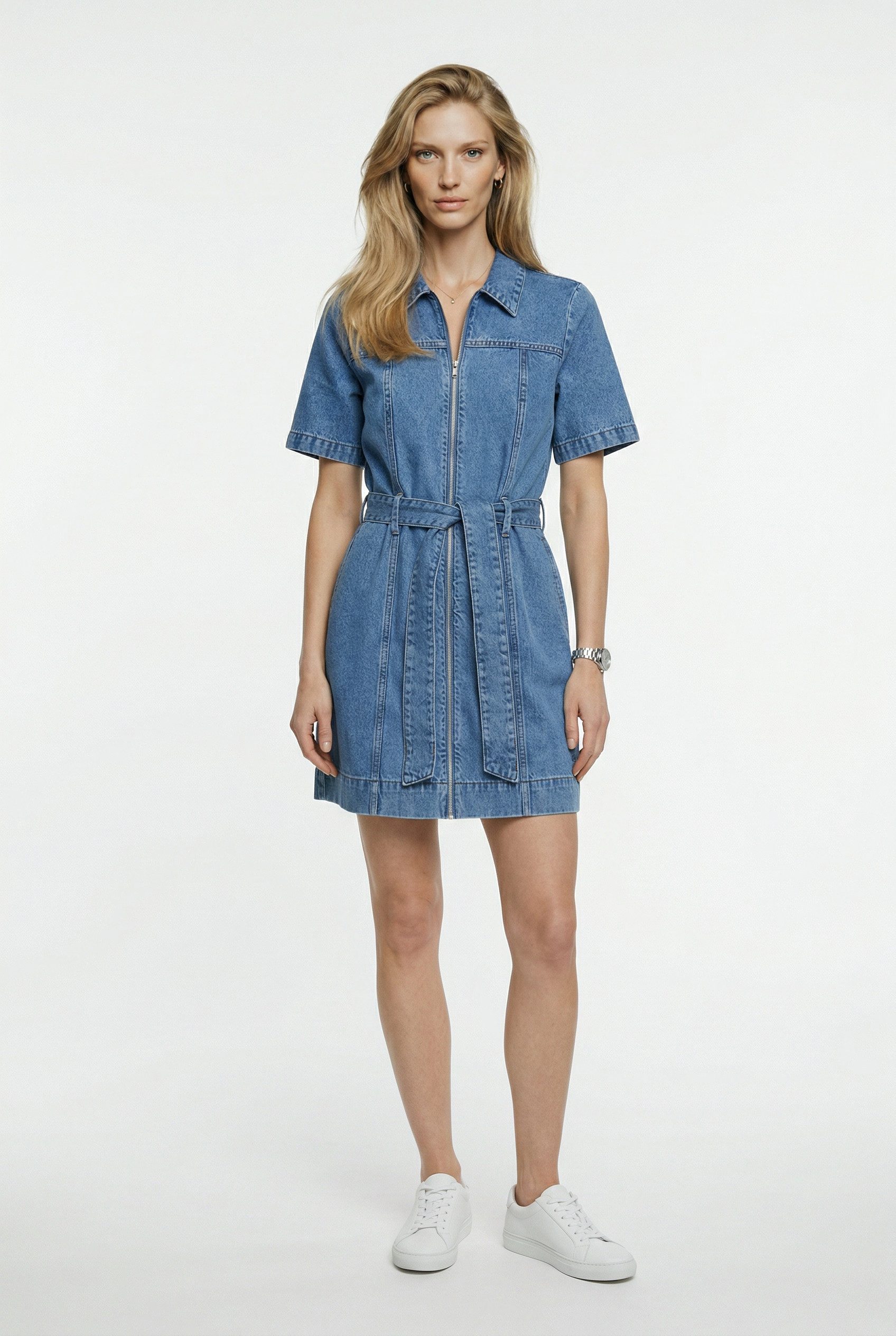 Calvin Klein Jeans Jeanskleid BELTED SHIRT DRESS RADIO BLUES Regular fit mit Gürtel