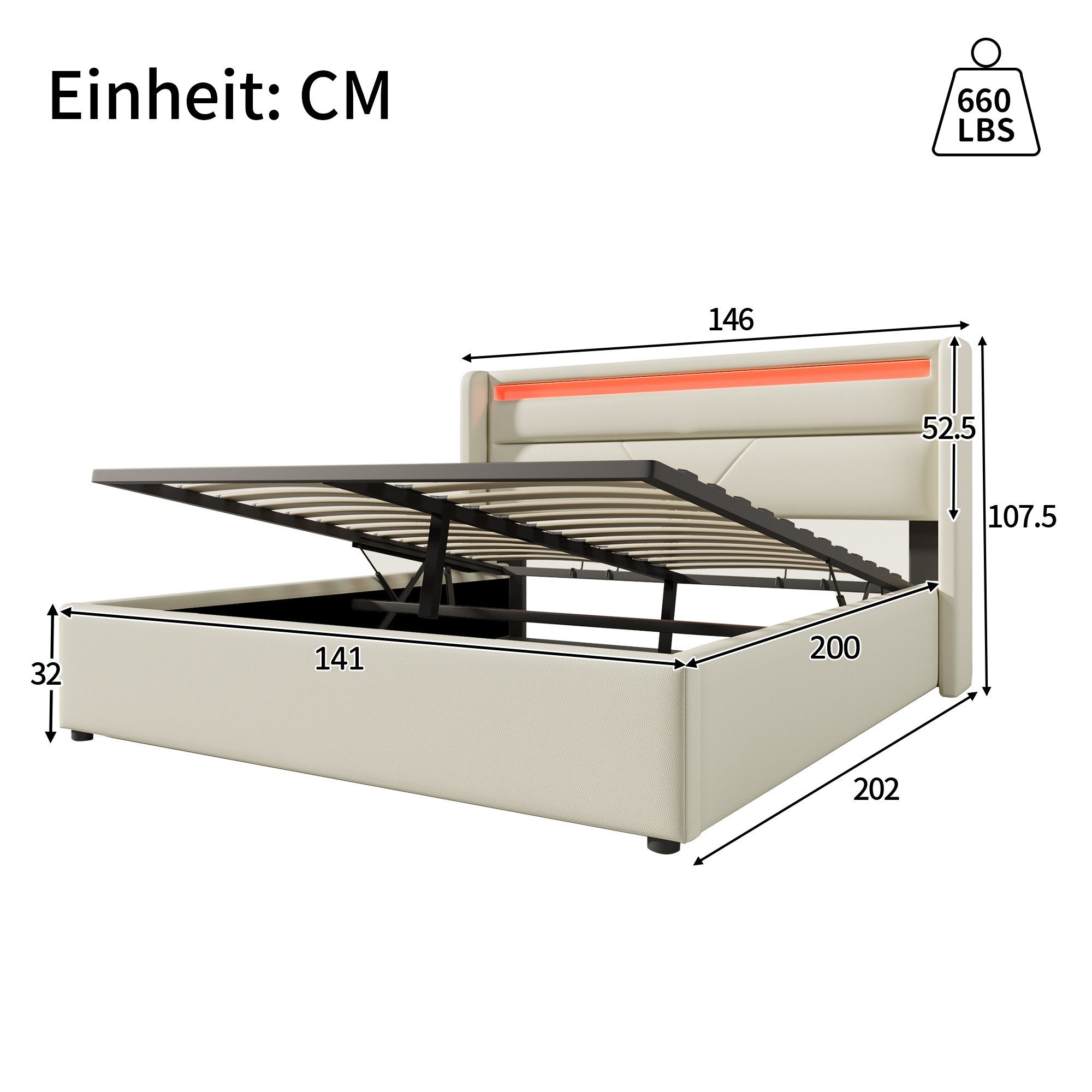 PHOEBE CAT Boxspringbett (Funktionsbett, Polsterbett mit Bettkasten und Lat günstig online kaufen