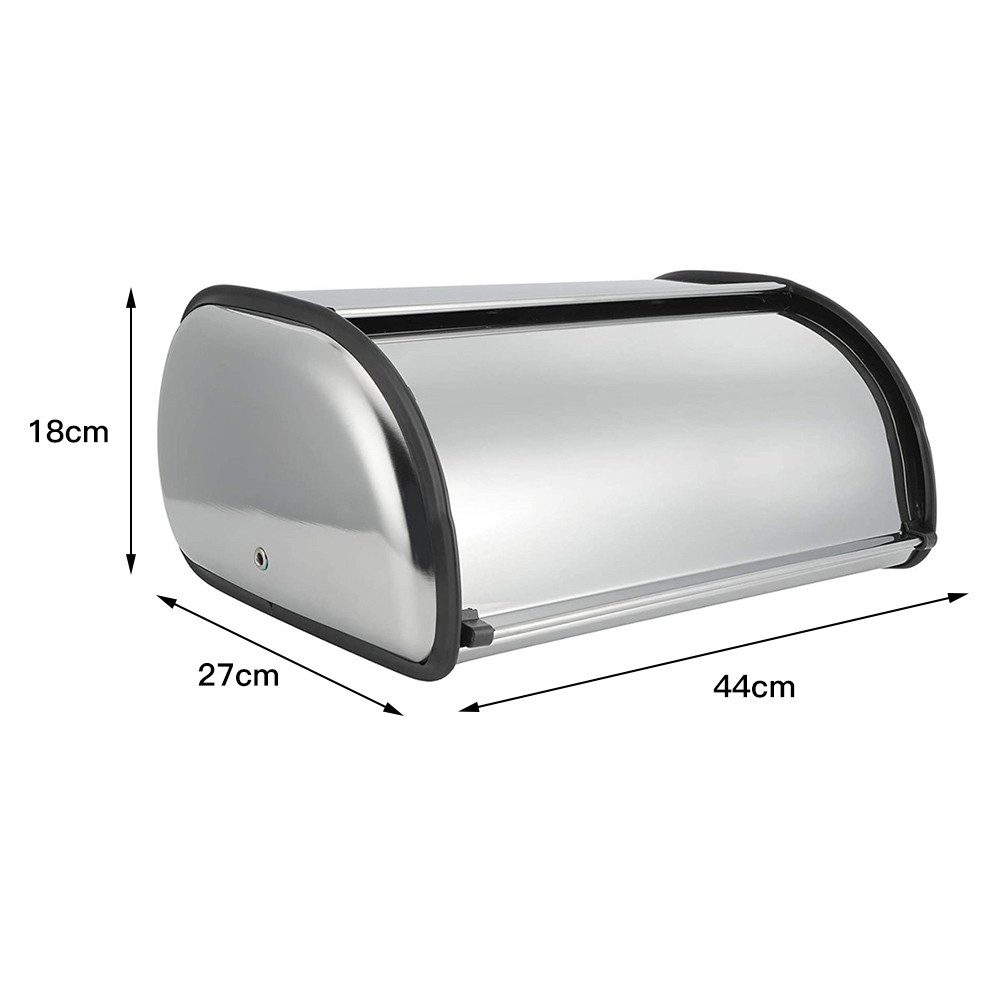 JEOBEST Brotkasten Brotkasten aus Edelstahl, Brotbox mit Rolldeckel, ca. 44 x 27 x 18cm, großer, flacher Oberseite – Bild 4 von 5