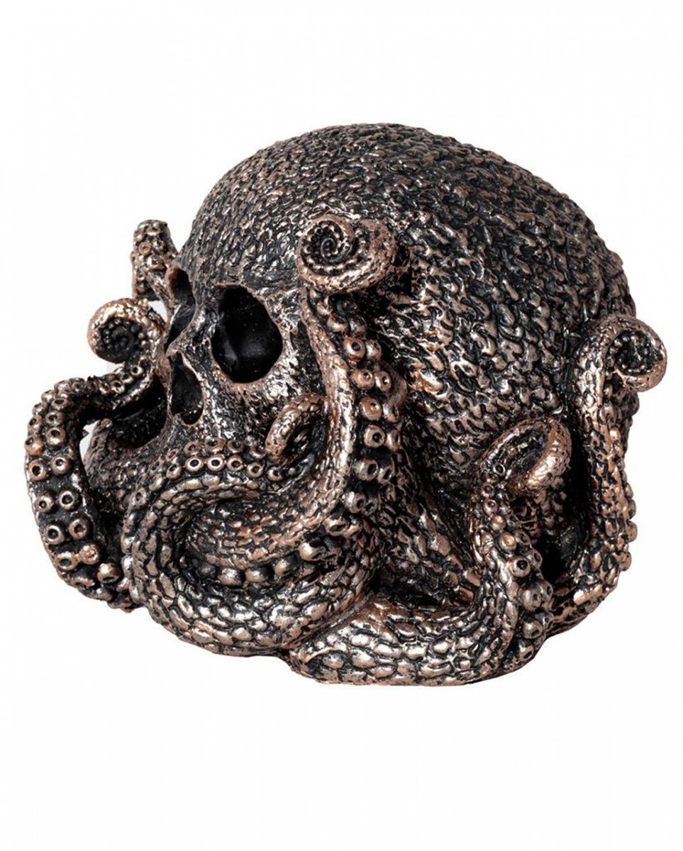 Totenkopf Dekofigur Bronzefarbener 13 cm Horror-Shop Oktopus als Geschen