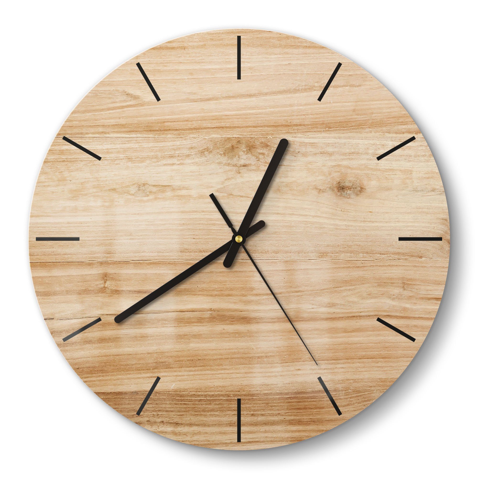 DEQORI Wanduhr 'Holzstruktur detailliert' (Glas Glasuhr günstig online kaufen