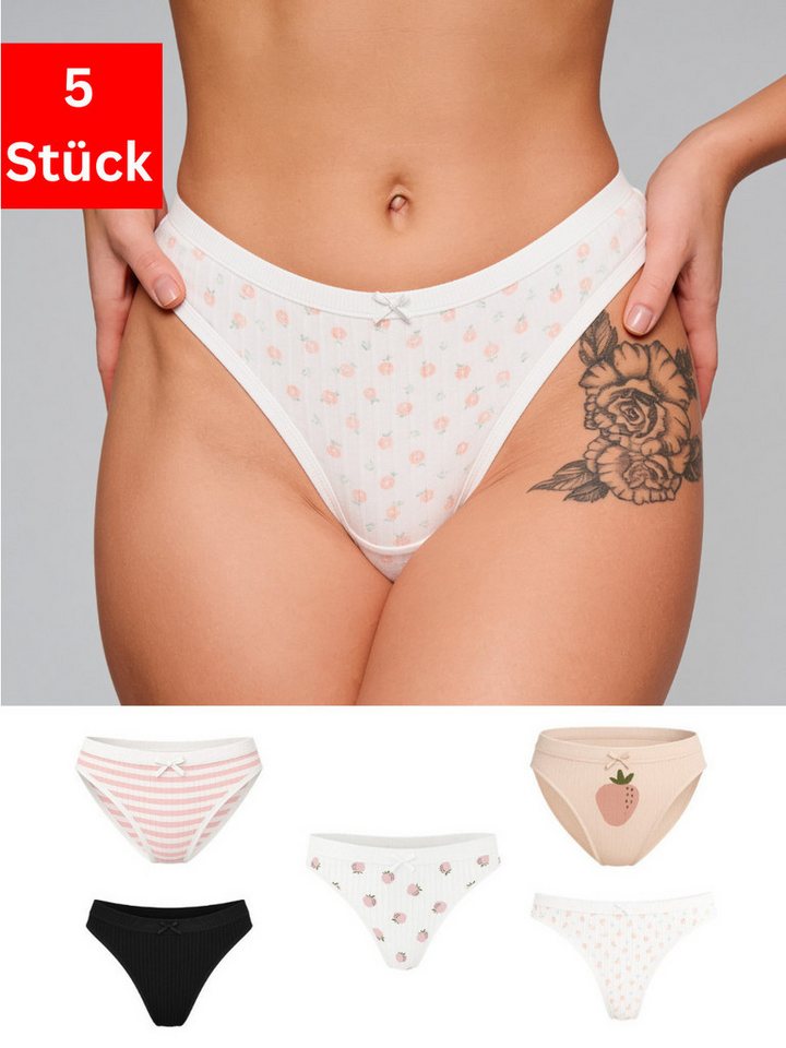Elegant Love Tangaslip Damen-Tanga V-String – Bequeme Unterwäsche (Set, 5-St., 5er-Pack) Slip – Unterhose, Panty