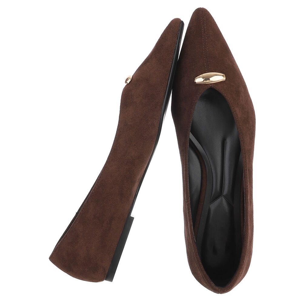 Ital-Design Damen Slipper spitz mit Schmuckdetail, elegant Pumps (92078968) Blockabsatz Klassische Ballerinas in Braun