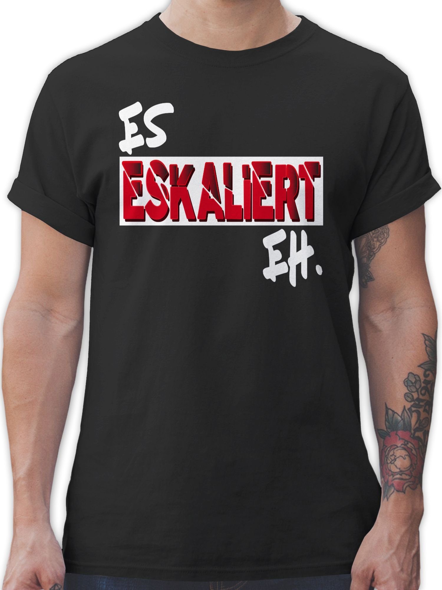 Shirtracer T-Shirt Es eh Festival Zubehör 1 eskaliert Schwarz