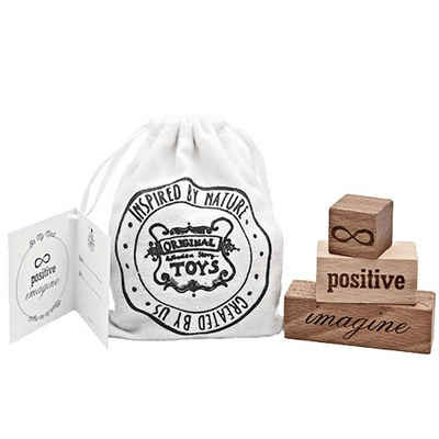 Woodenstory Spielbausteine On My Mind: Imagine/Positive/… (FSC) Holspielzeug Stofftasche, aus FSC-zertifiziertem Holz hergestellt