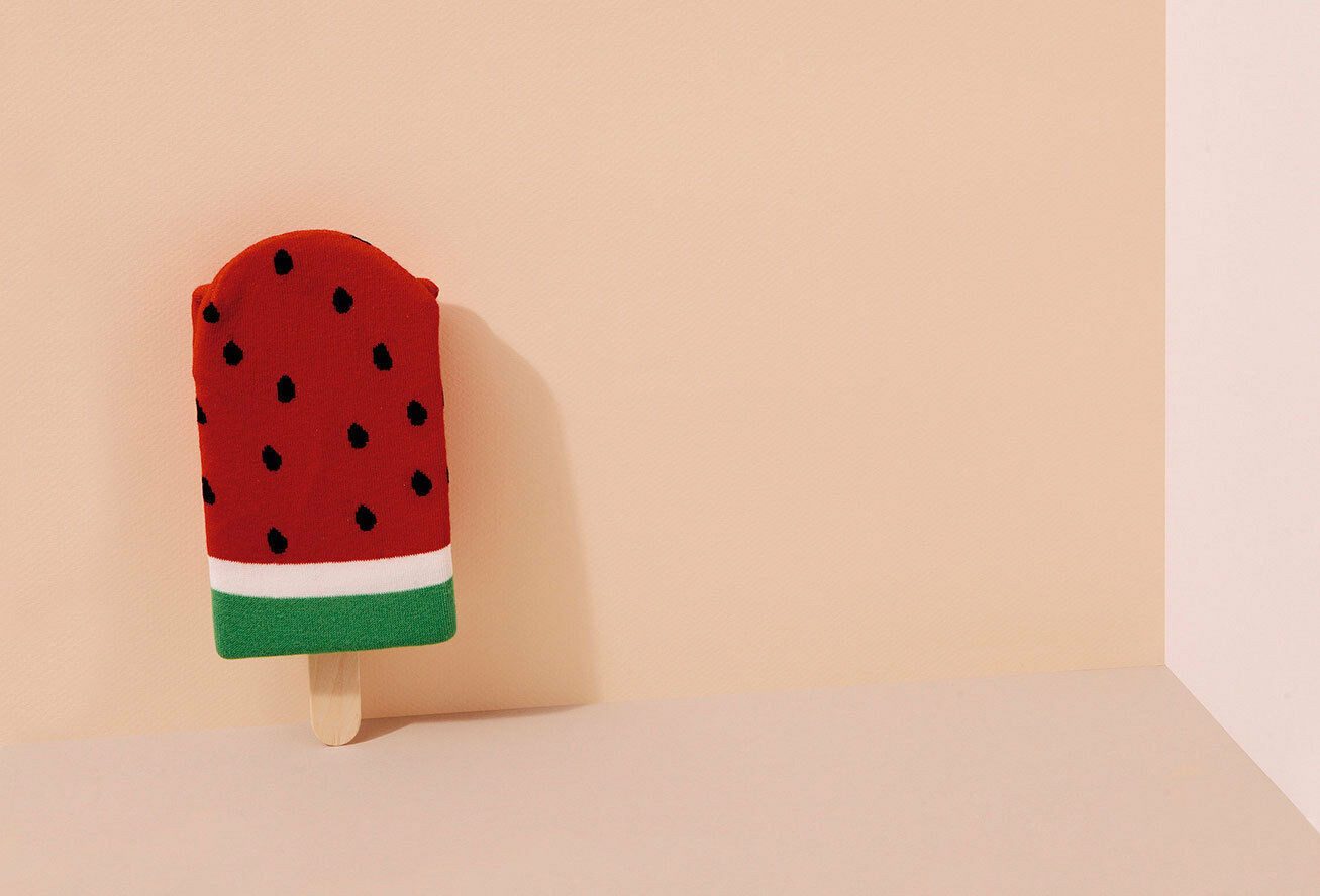 DOIY Socken Icepop Socks (Box, 1-Paar, Strümpfe geformt als Eis mit Holzstiel) Fun Frucht Geschenkidee