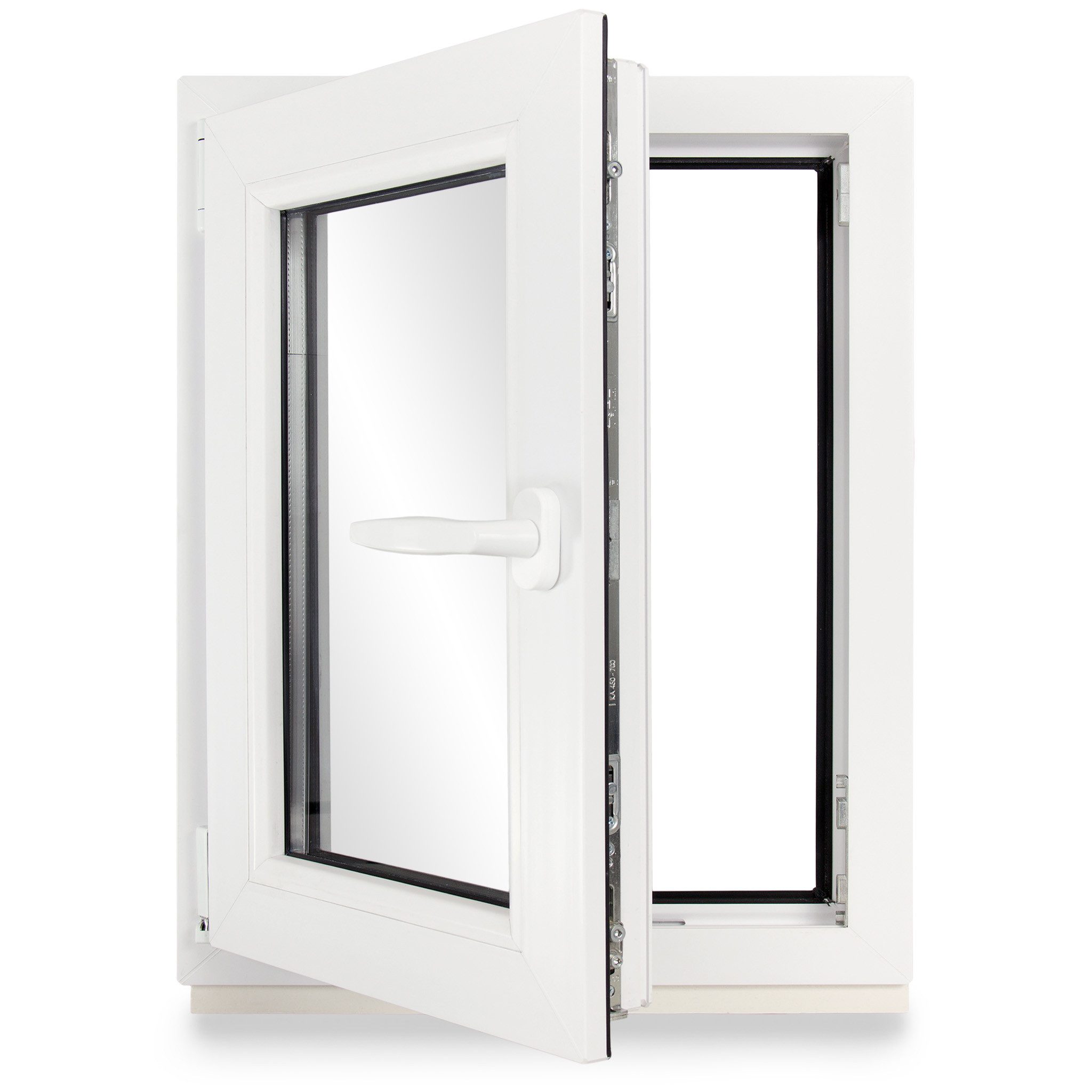 NeRuLi Kellerfenster Kellerfenster 80x110 cm (BxH) DIN Links 2 -fach Dichtung Schwarz