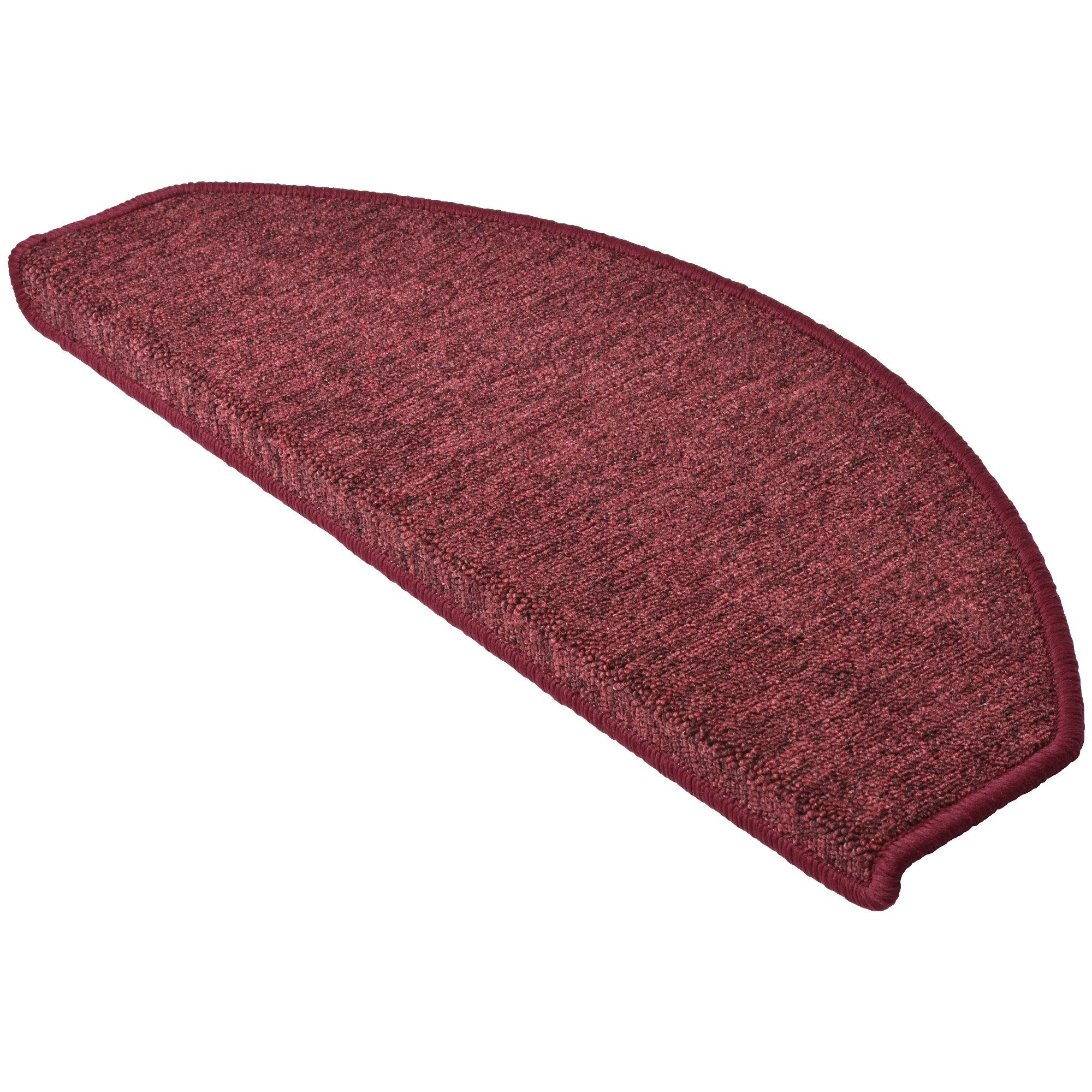 Beautissu Stufenmatte Treppenstufenmatten ProStair, 55x15cm, 15 Stück, Bordeaux, halbrund, Höhe: 4 mm, Stufenmatten Selbstklebend Innen Treppenmatten Stufenmatte
