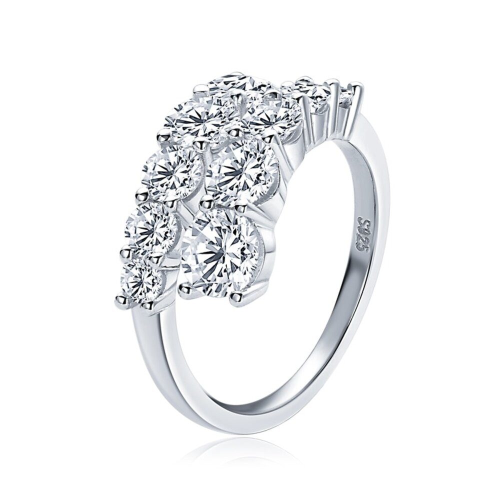 ROUGEMONT Silberring Extravaganter Moissanit Eternity Doppel-Ring 925 Silber Damen Ring, Echtschmuck