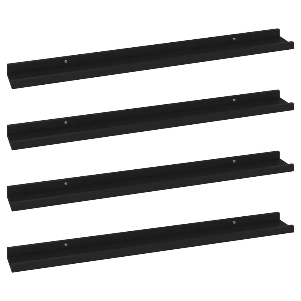 vidaXL Wandregal, Regale 4 Stk. Schwarz 80x9x3 cm
