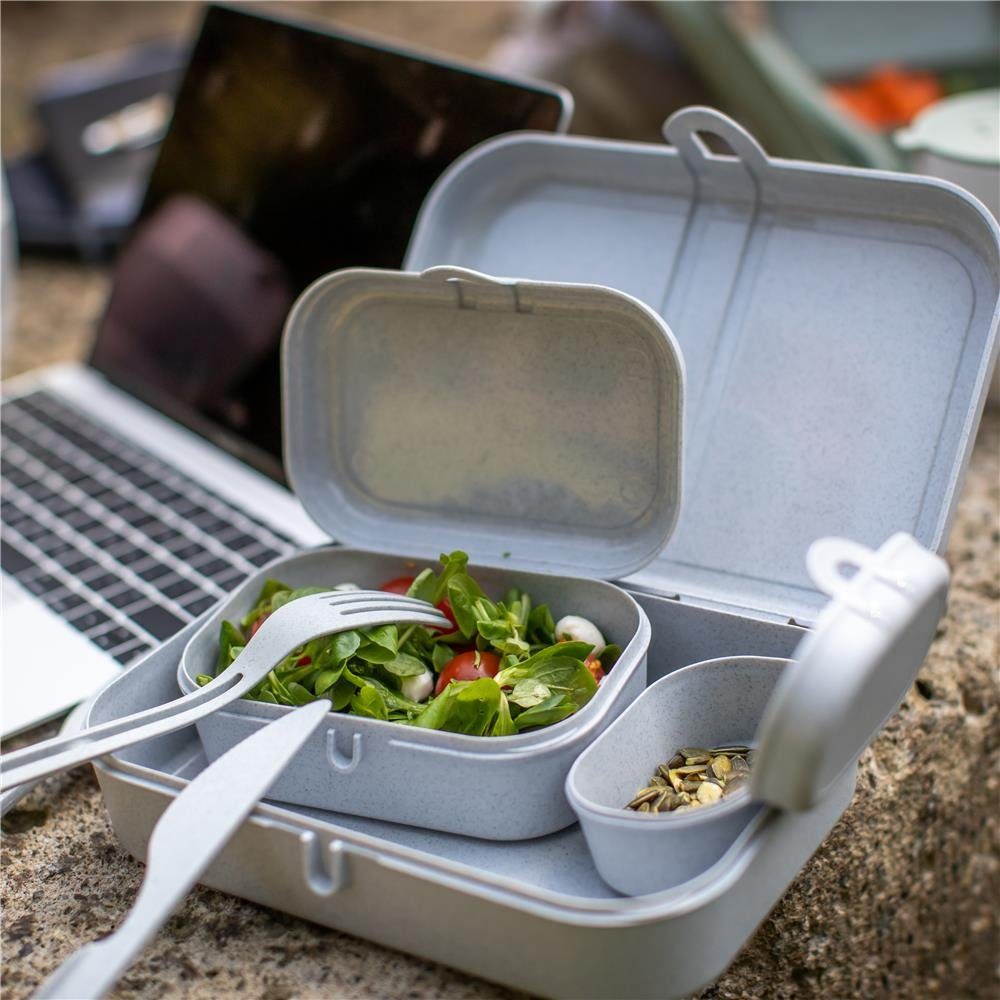 KOZIOL Lunchbox PASCAL READY, Kunststoff, mit Besteck-Set Blau Brotdosen-Set
