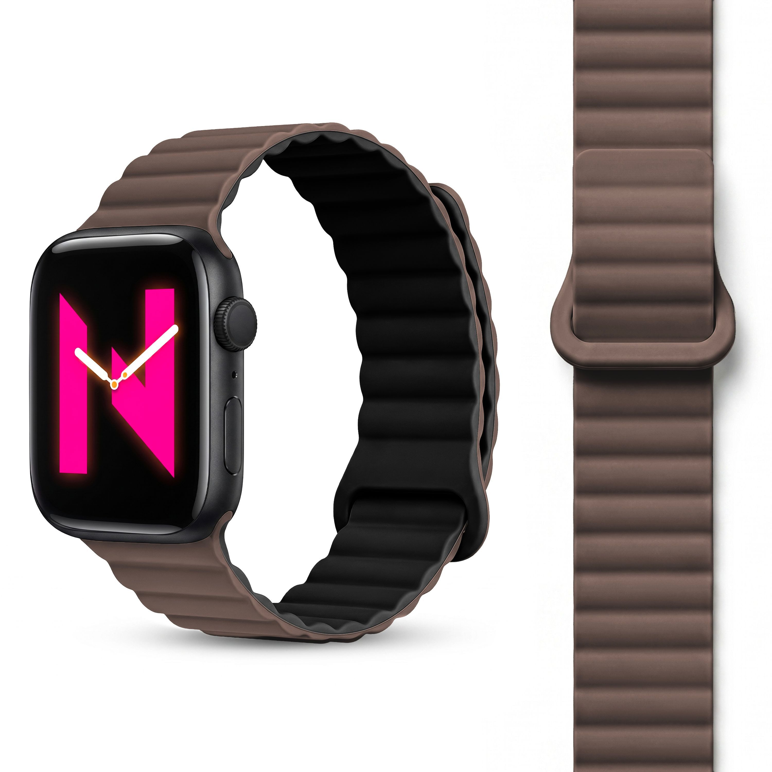 Nalia Smartwatch-Armband Apple Watch 49mm/46/45/44/42(Serie 1-3), Magnetisches Silikon Ersatzband / für Sport Fitness Uhr / Atmungsaktiv