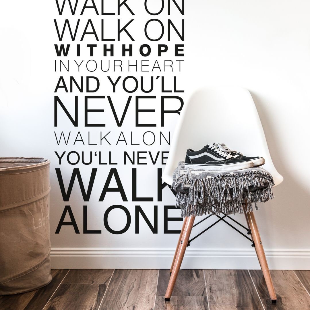 K&L Wall Art Wandtattoo You will never walk alone Deko Schriftzug Klebebilder Familie Küche, Wandbild selbstklebend, entfernbar