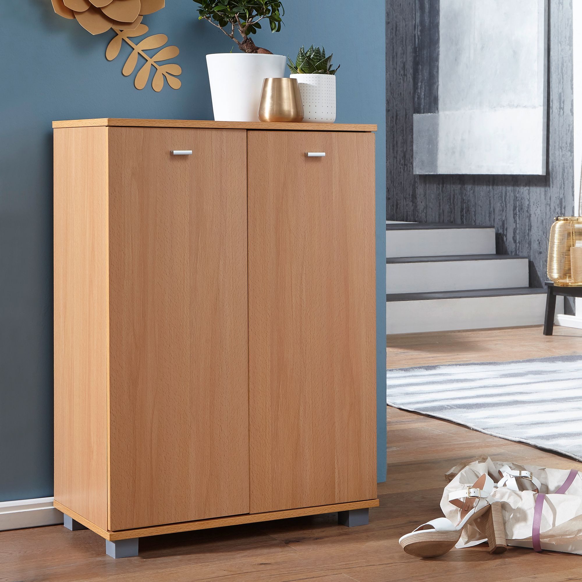 FINEBUY Schuhschrank SuVa2373_1 (Buche 60x90x35 cm, günstig online kaufen