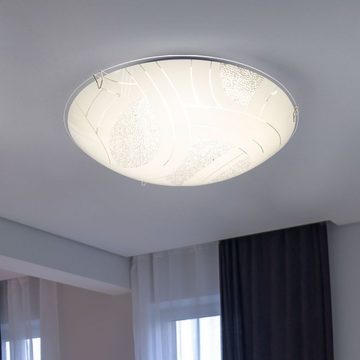 Globo LED Deckenleuchte, LED-Leuchtmittel fest verbaut, Warmweiß, Deckenleuchte Glasschirm Deckenlampe 1-Flammig Kristalle