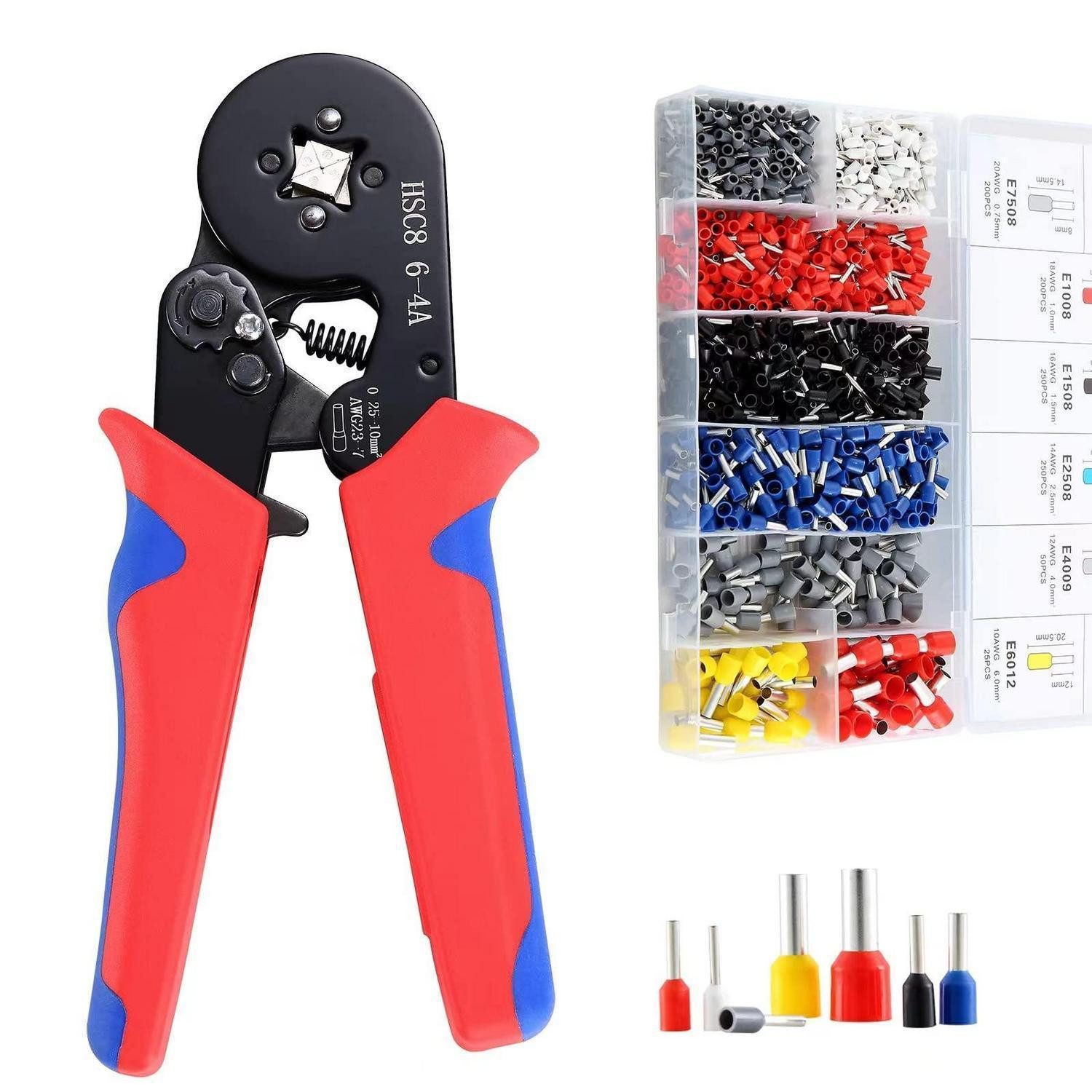 LuxusKollektion Aderendhülsen Crimpzange mit 1250 Aderendhülsen Set 0,25-10mm²
