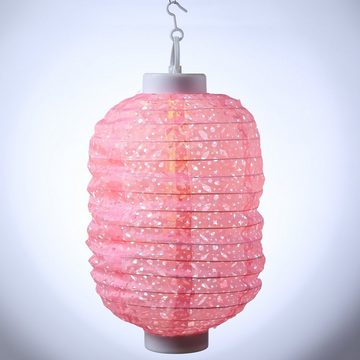 MARELIDA LED Lampion Solar Gartenlampion mit Muster rosa H: 30cm Party Balkon Terrasse, LED Classic, warmweiß (2100K bis 3000K)