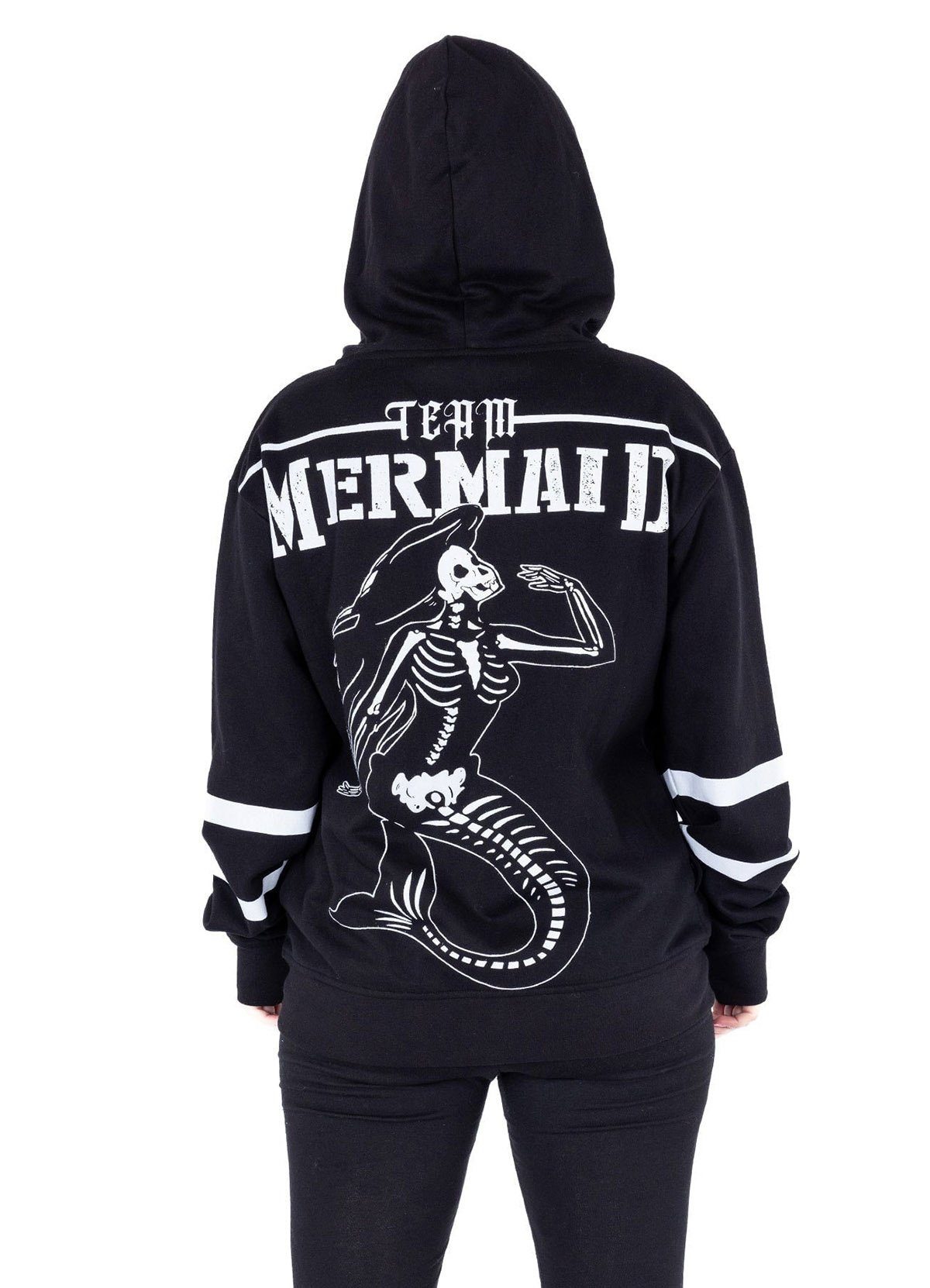 Heartless Kapuzensweatshirt Team Mermaid Hood Zombie Meerjungfrau Skelett
