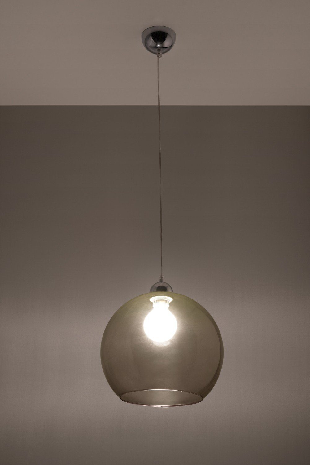Chrom BILBAO, E27 Hängelampe Küche Esszimmer Leuchtmittel, Licht-Erlebnisse ohne zeitlos Glas Anthrazit Pendelleuchte Kugel