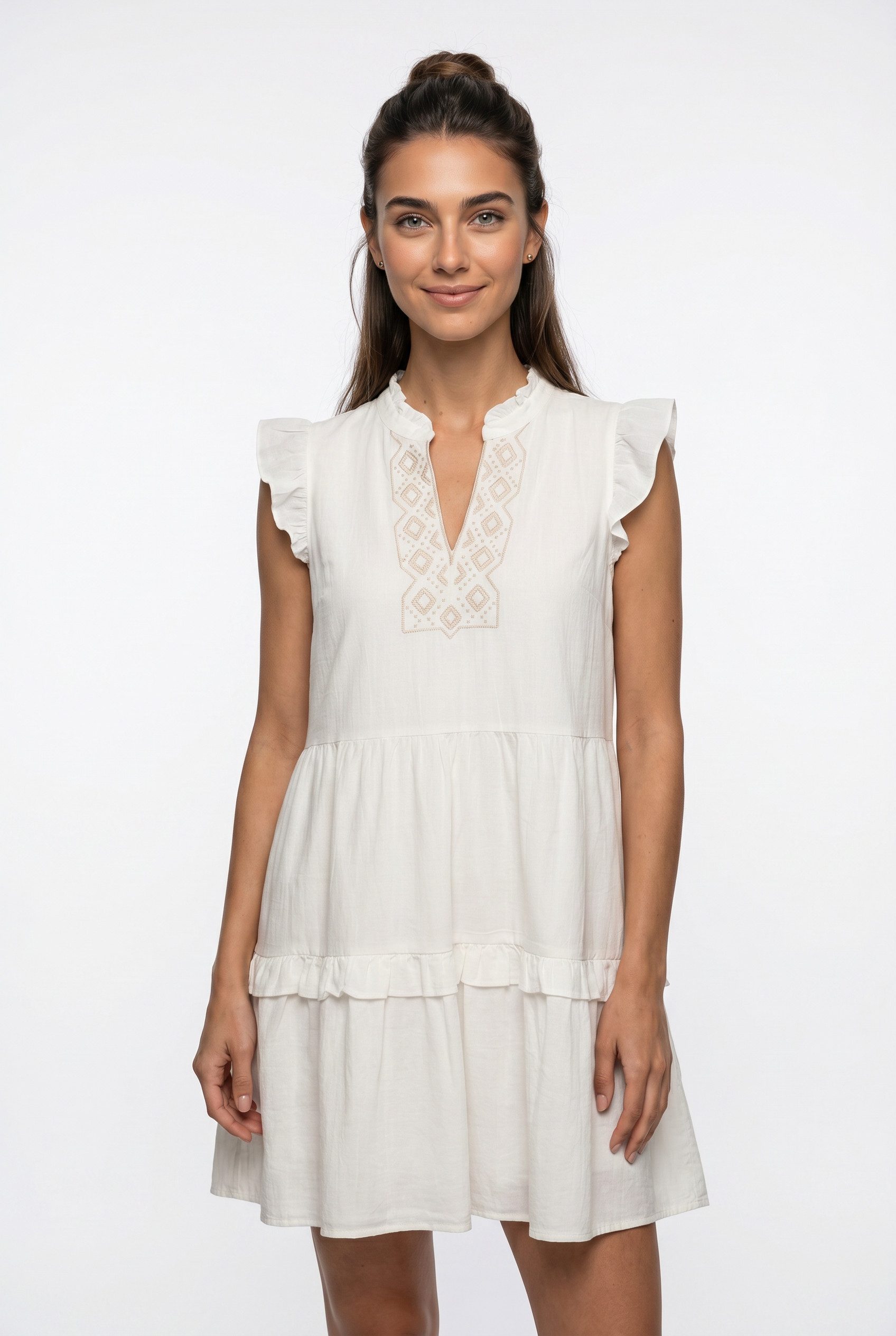 Vero Moda Tunikakleid VMDICTHE EMB SHORT DRESS WVN GA Baumwolle, regular fit