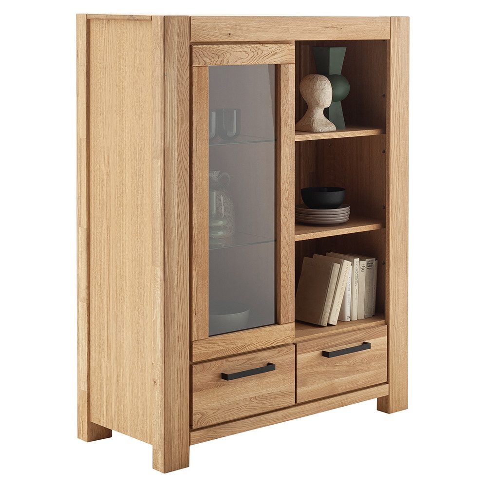 Lomadox Highboard SELISTE-06, Massivholzmöbel, Eiche teilmassiv geölt, 109cm breit