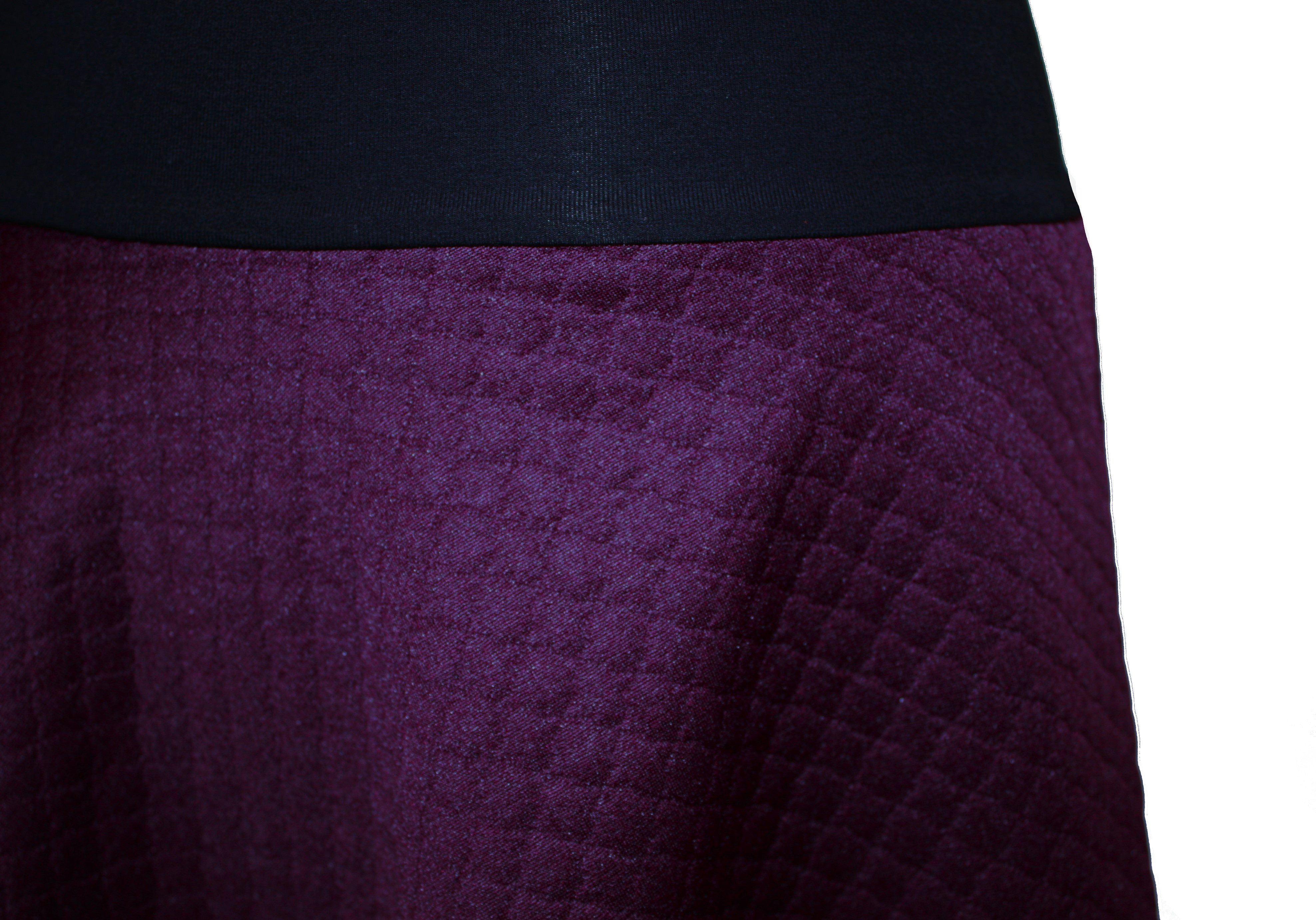 dunkle design A-Linien-Rock 57cm Weinrot Schwarz Aubergine Jacquard elastis günstig online kaufen