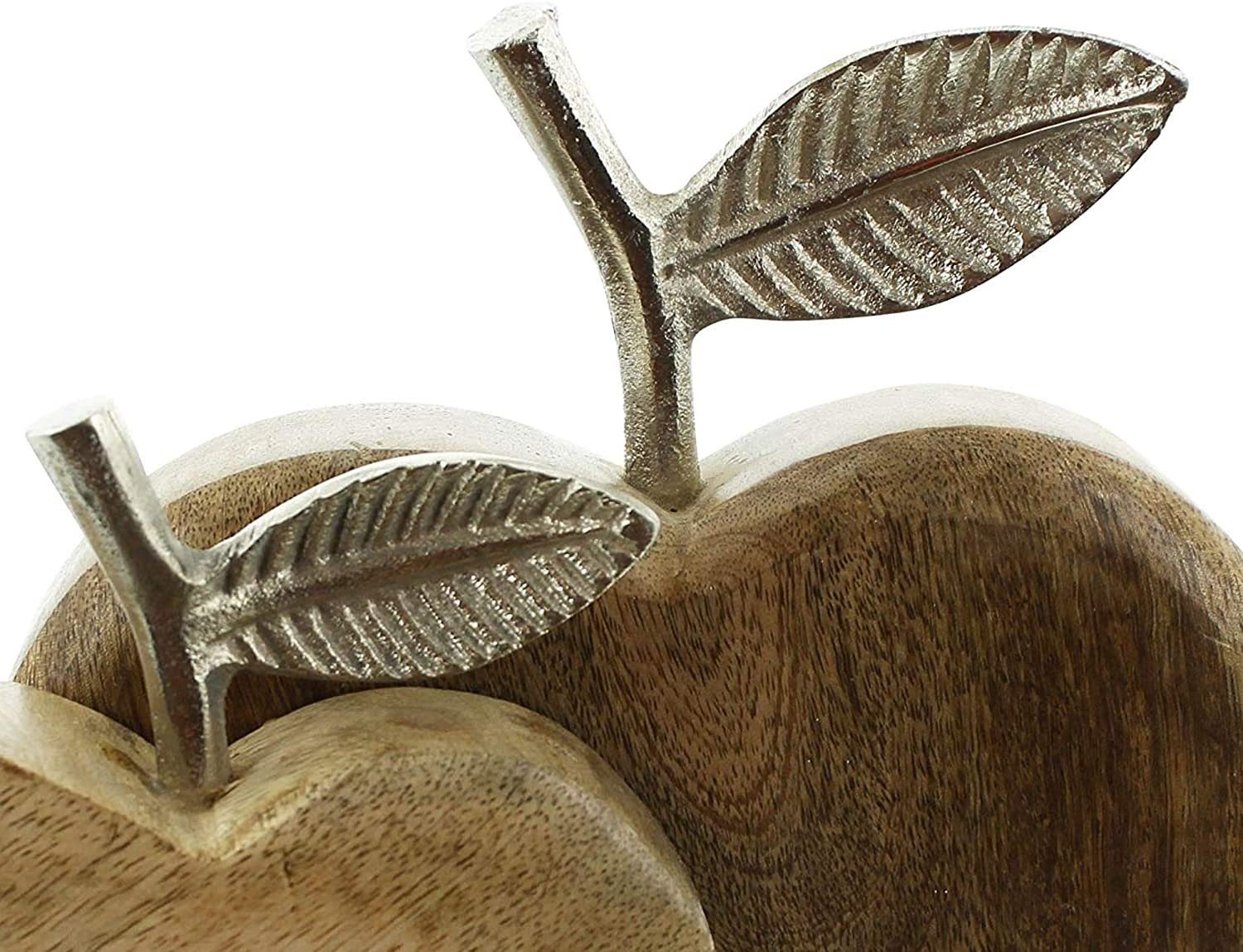 Dekoleidenschaft Dekofigur Apfel aus Mangoholz Set) Aluminium, & Holzdeko Dekoobst, (2er