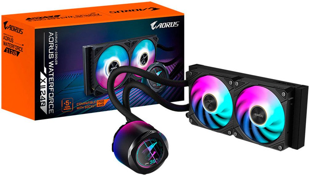 Gigabyte Корпус вентилятора AORUS WATERFORCE X II 240 AIO Flüssigkeits-CPU-Kühler - 2x120mm ARGB-L