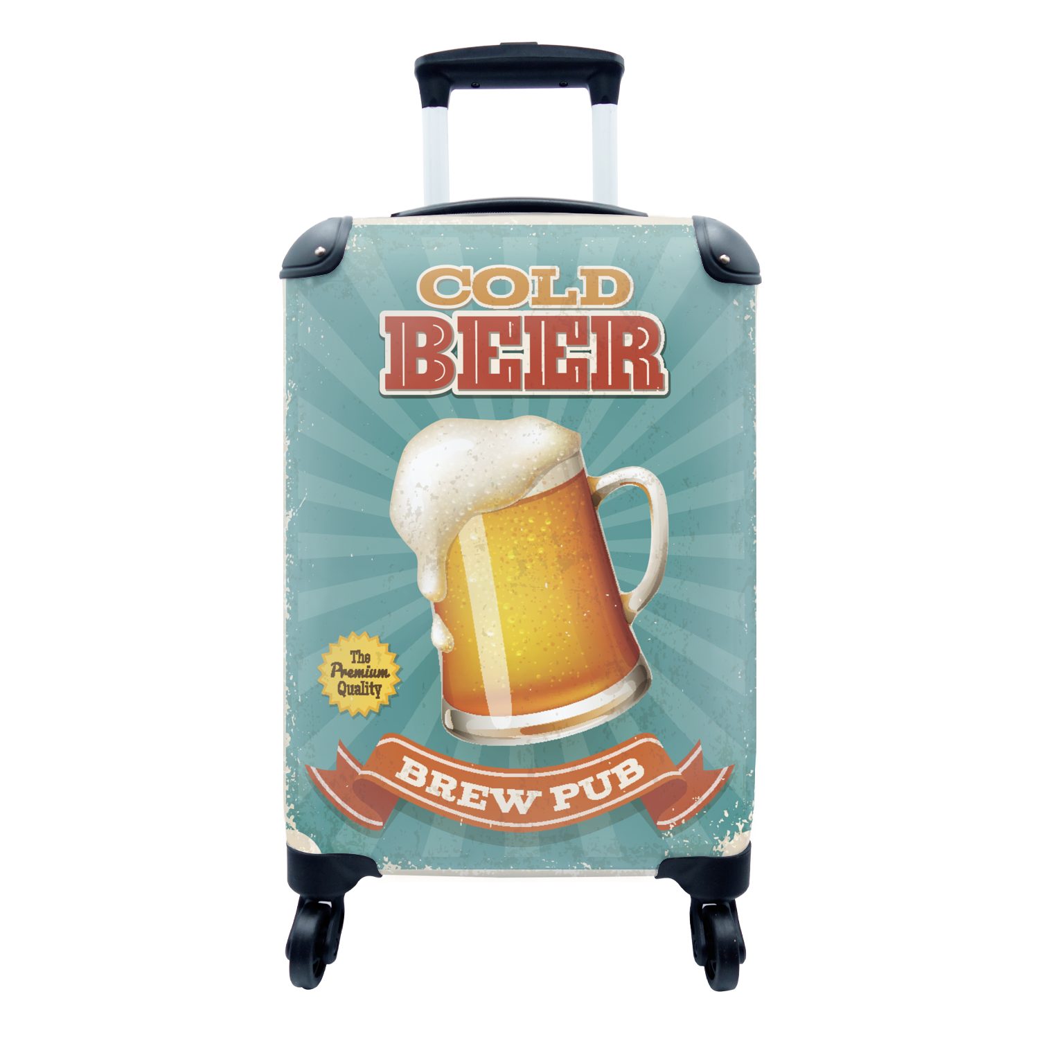 - - Reisetasche Mannshöhle Handgepäck Vintage Banner, rollen, Bier Reisekoffer 4 für Rollen, - Handgepäckkoffer mit Ferien, Trolley, MuchoWow