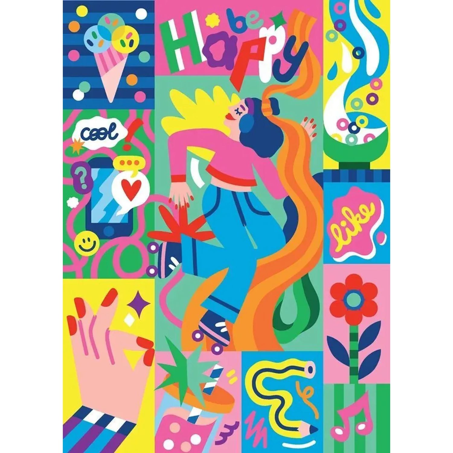 BrainBox Spiel POPPIK - Mosaikposter Be Happy