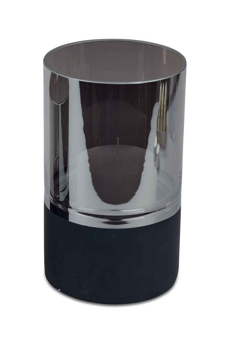 Small-Preis Windlicht Kerzenhalter aus Glas in Schwarz Metallic Design