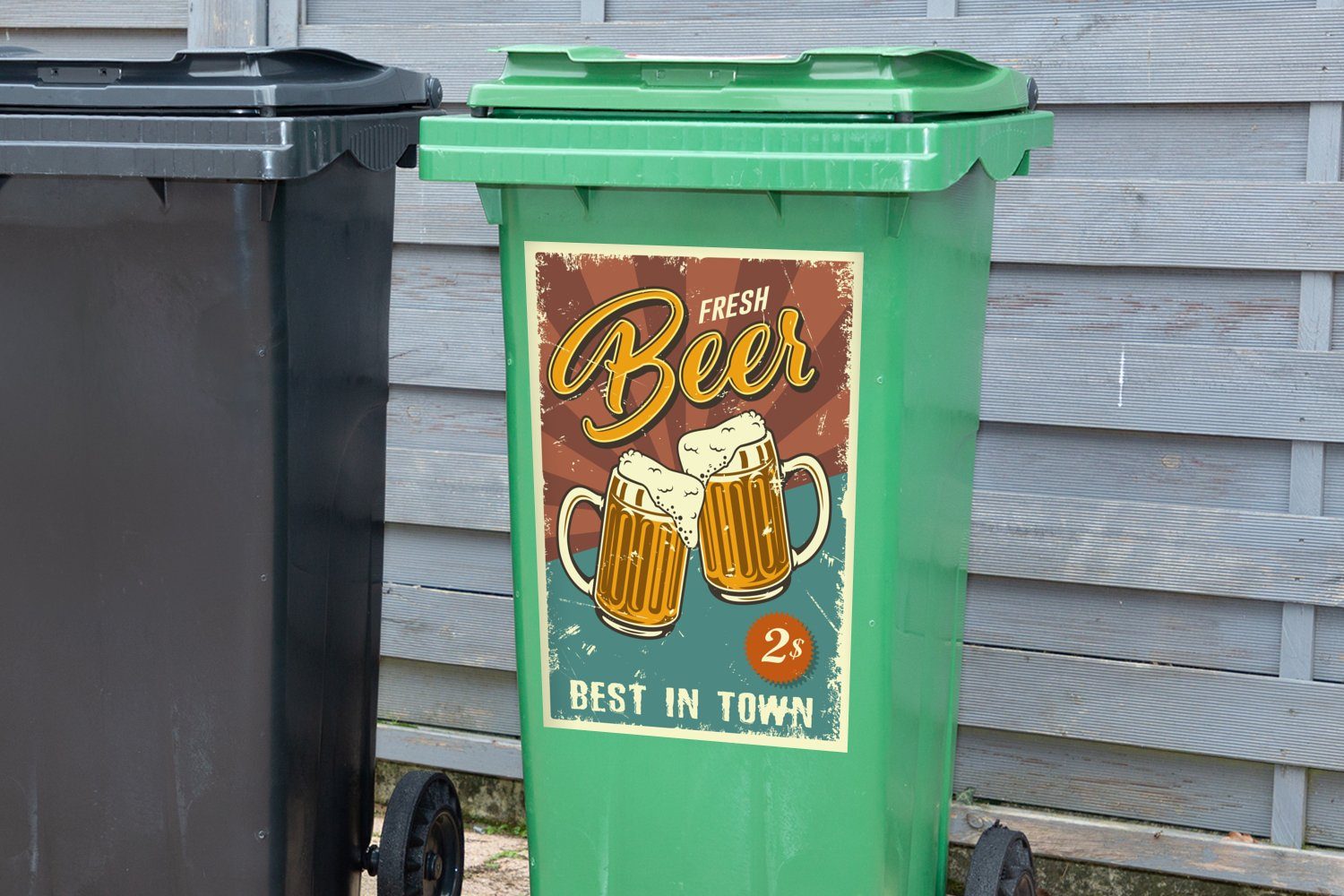 Container, MuchoWow (1 - Abfalbehälter - Zitate Bierkrug Wandsticker St), Vintage Sticker, Mülleimer-aufkleber, Mülltonne, - Mancave