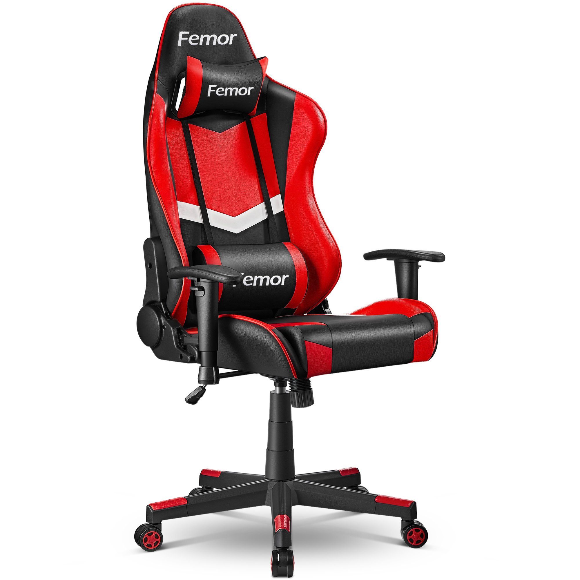 Femor Gaming Chair Gaming Stuhl, Gamer Stuhl 90°-160° Neigungswinkel rot