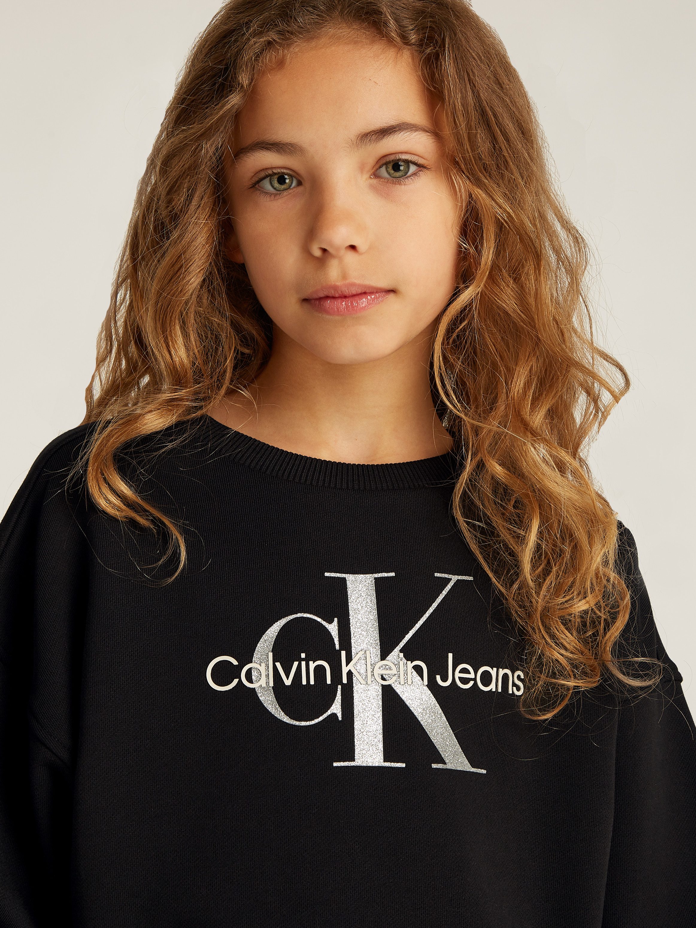 Calvin Klein Jeans Sweatshirt GLITTER MONOLOGO CN SWEATSHIRT für Kinder bis 16 Jahre mit Logoschriftzug
